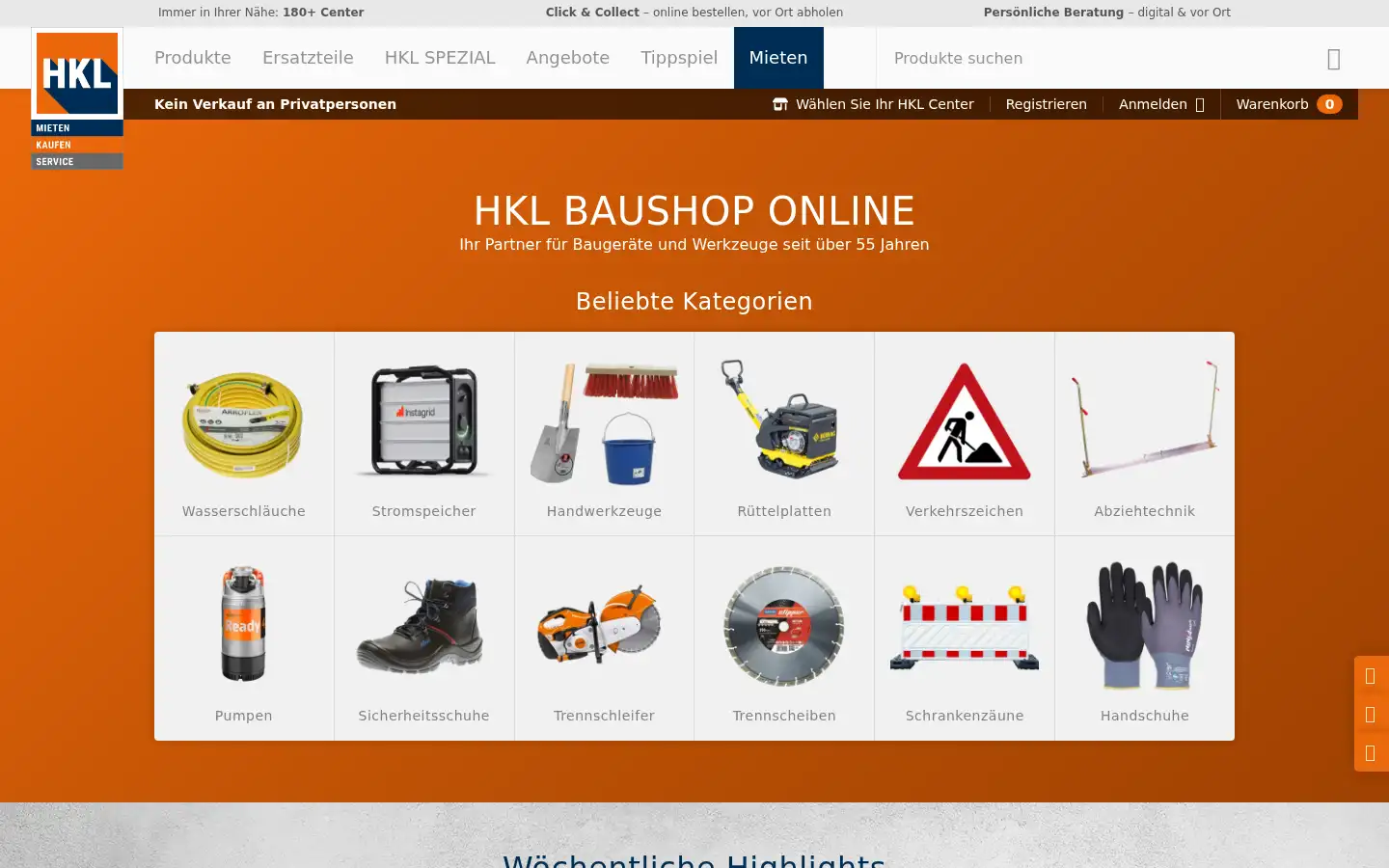 Screenshot of hkl-baushop.de