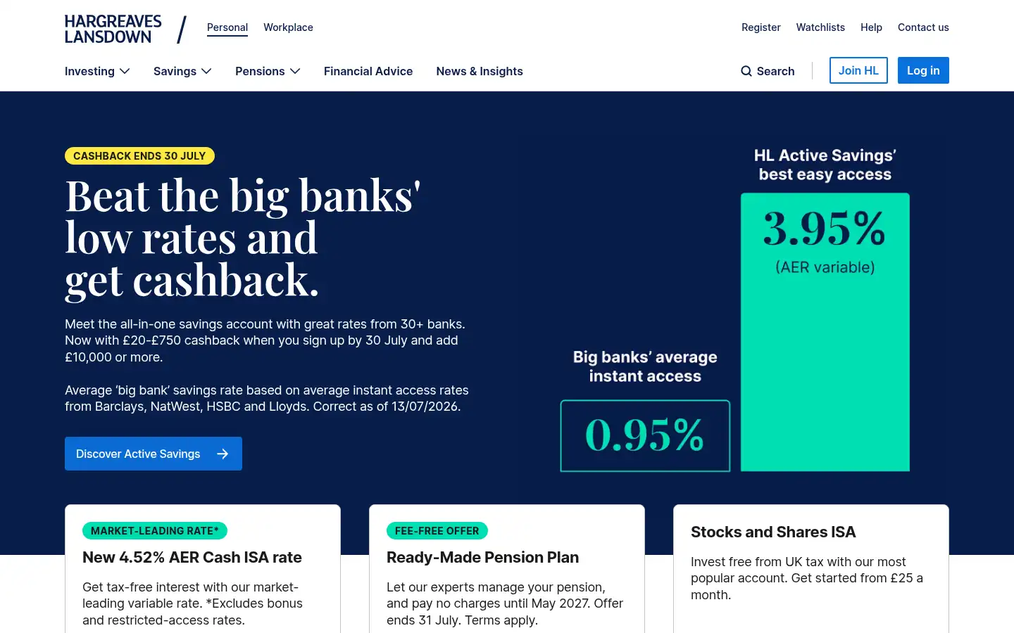Screenshot of hl.co.uk
