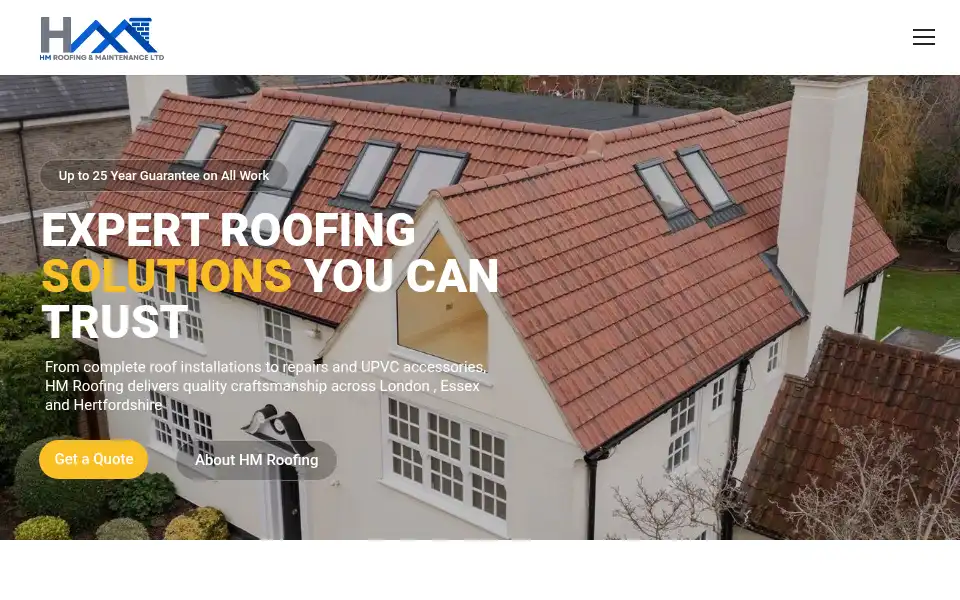 Screenshot of hm-roofing.co.uk