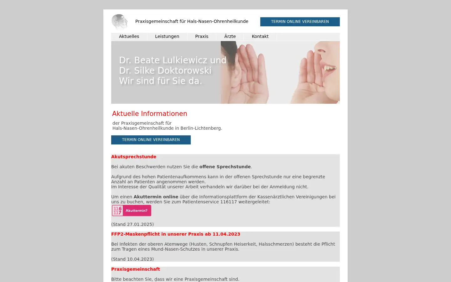 Screenshot of hno-praxis-lichtenberg.de