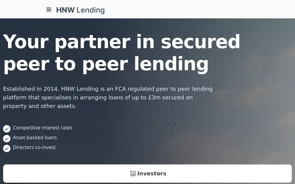 Screenshot of hnwlending.co.uk