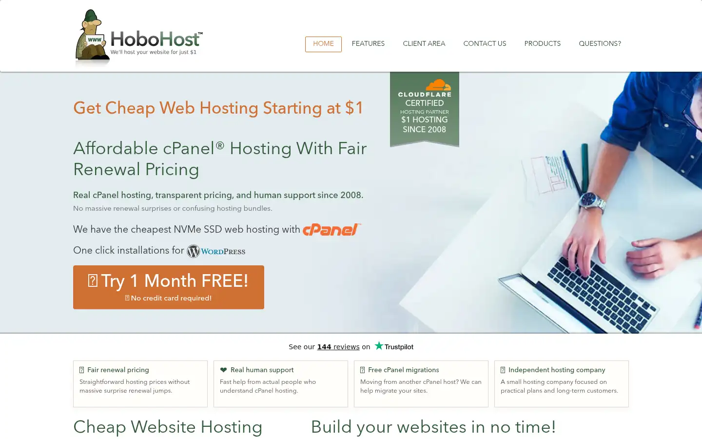 Screenshot of hobohost.com