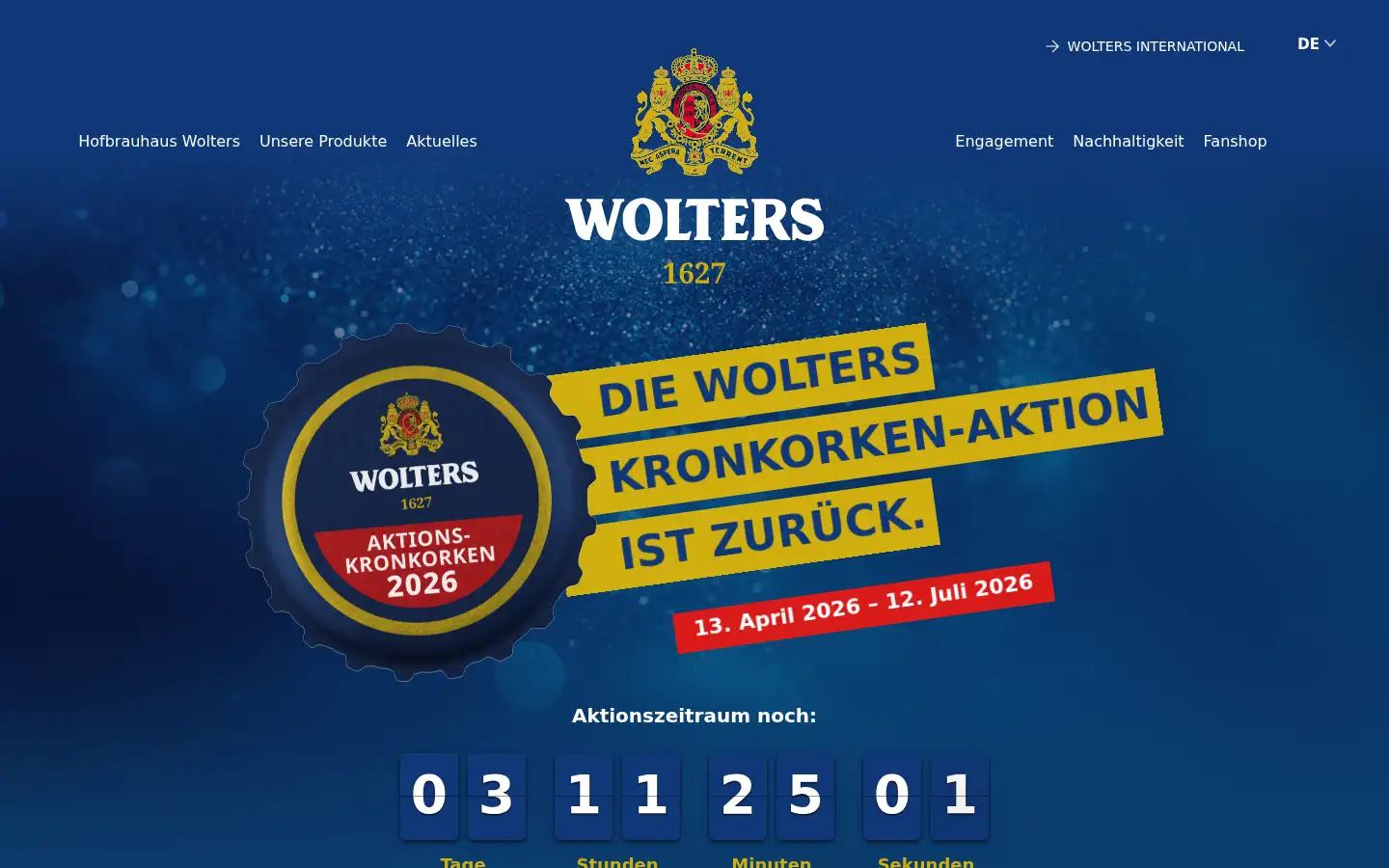 Screenshot of hofbrauhaus-wolters.de