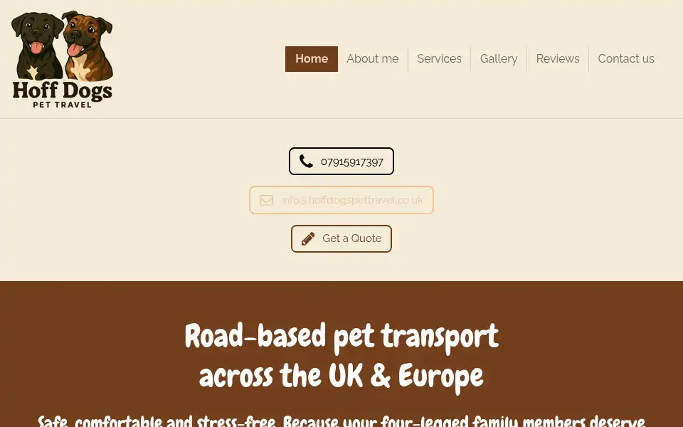 Screenshot of hoffdogspettravel.co.uk