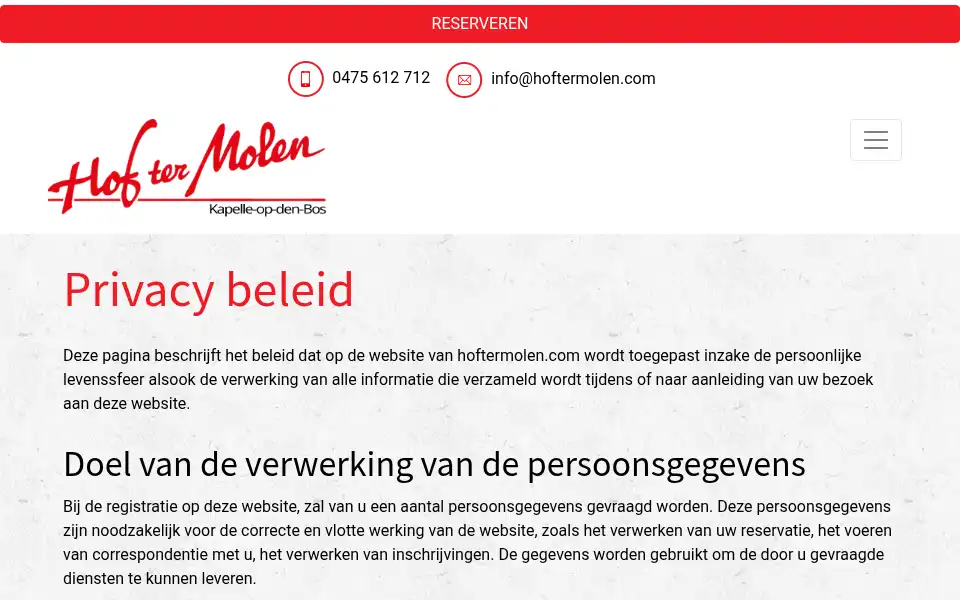 Screenshot of hoftermolen.com