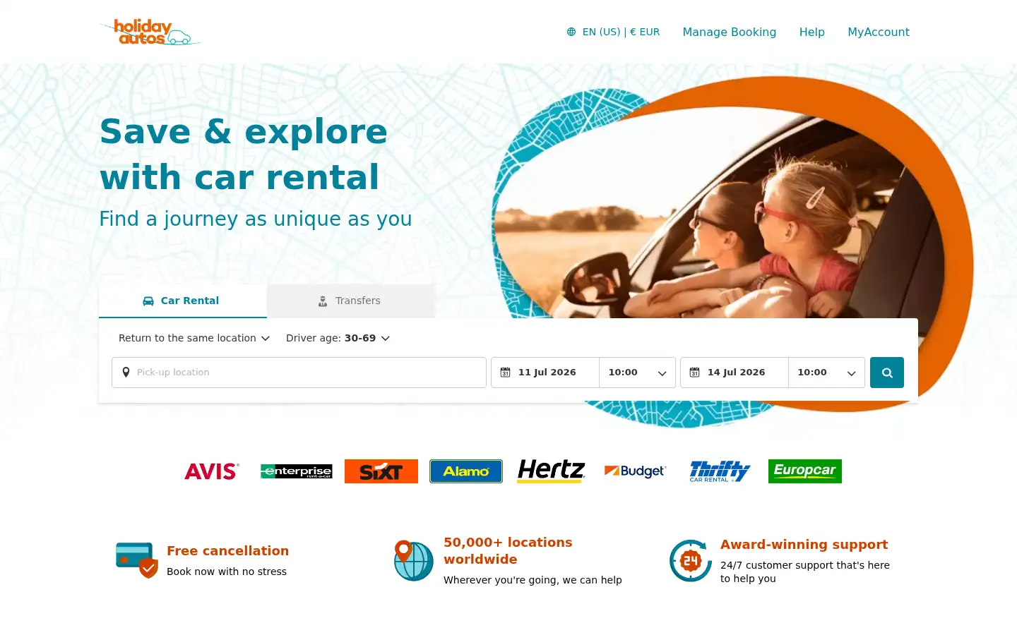 Screenshot of holidayautos.com