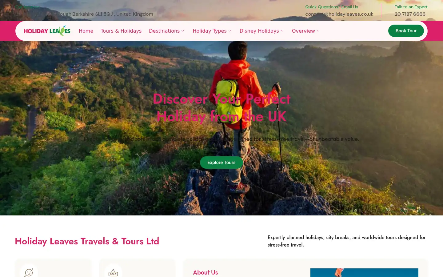 Screenshot of holidayleaves.co.uk