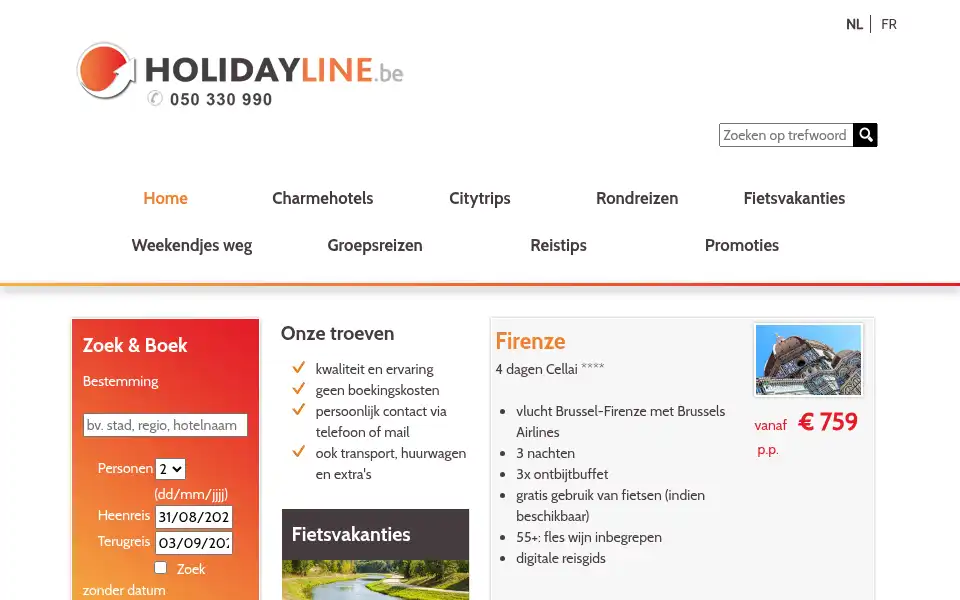 Screenshot of holidayline.be