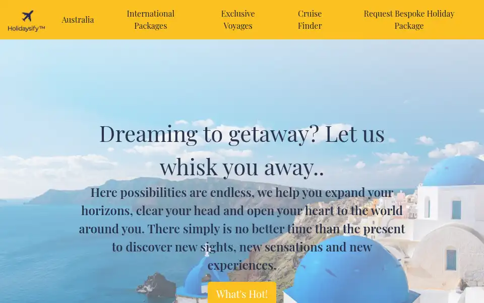 Screenshot of holidaysify.com.au