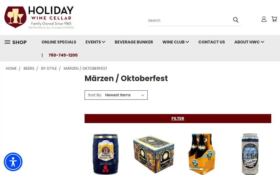 Screenshot of holidaywinecellar.com