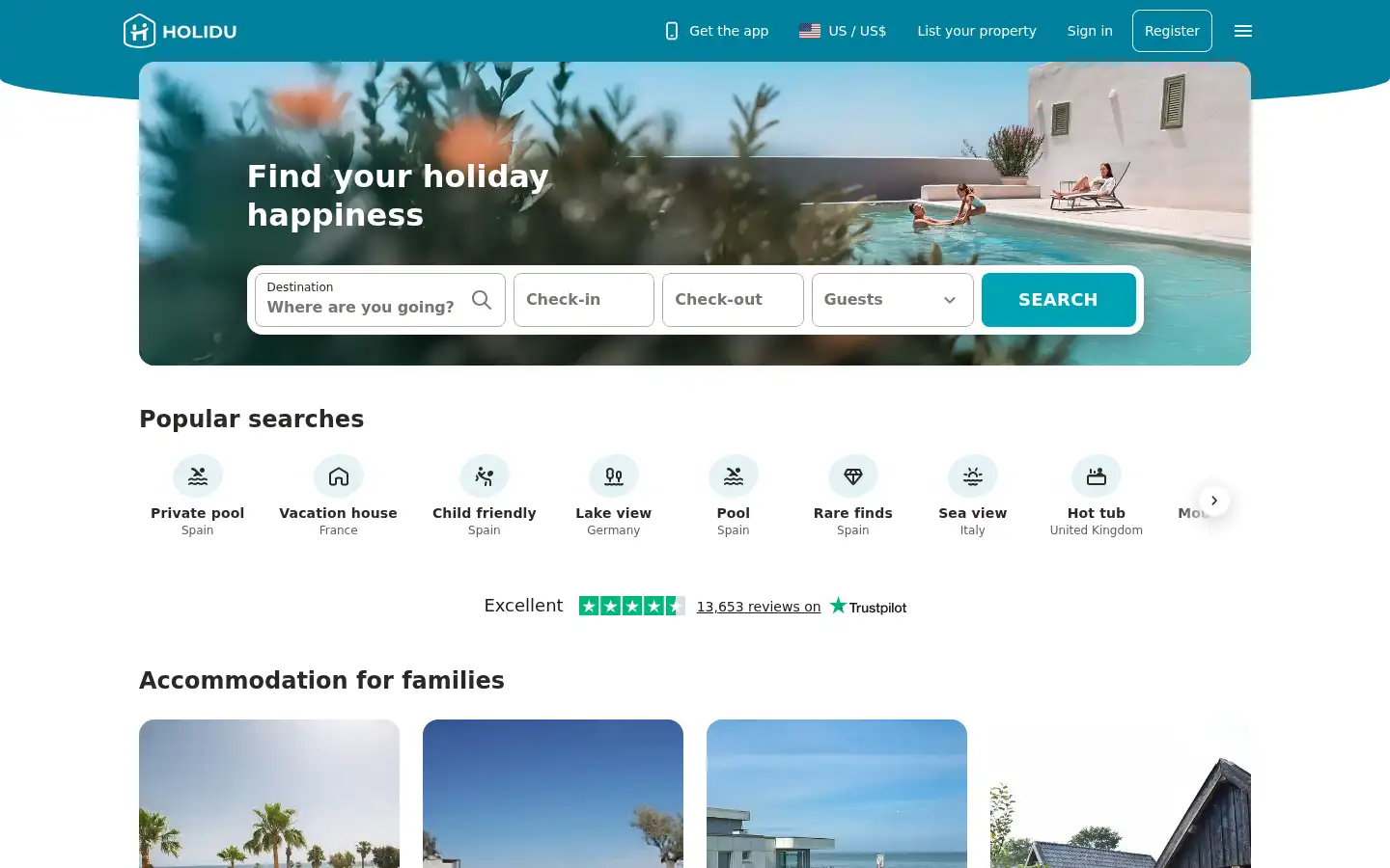 Screenshot of holidu.com