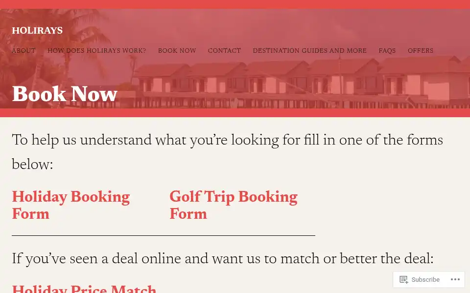Screenshot of holirays.co.uk