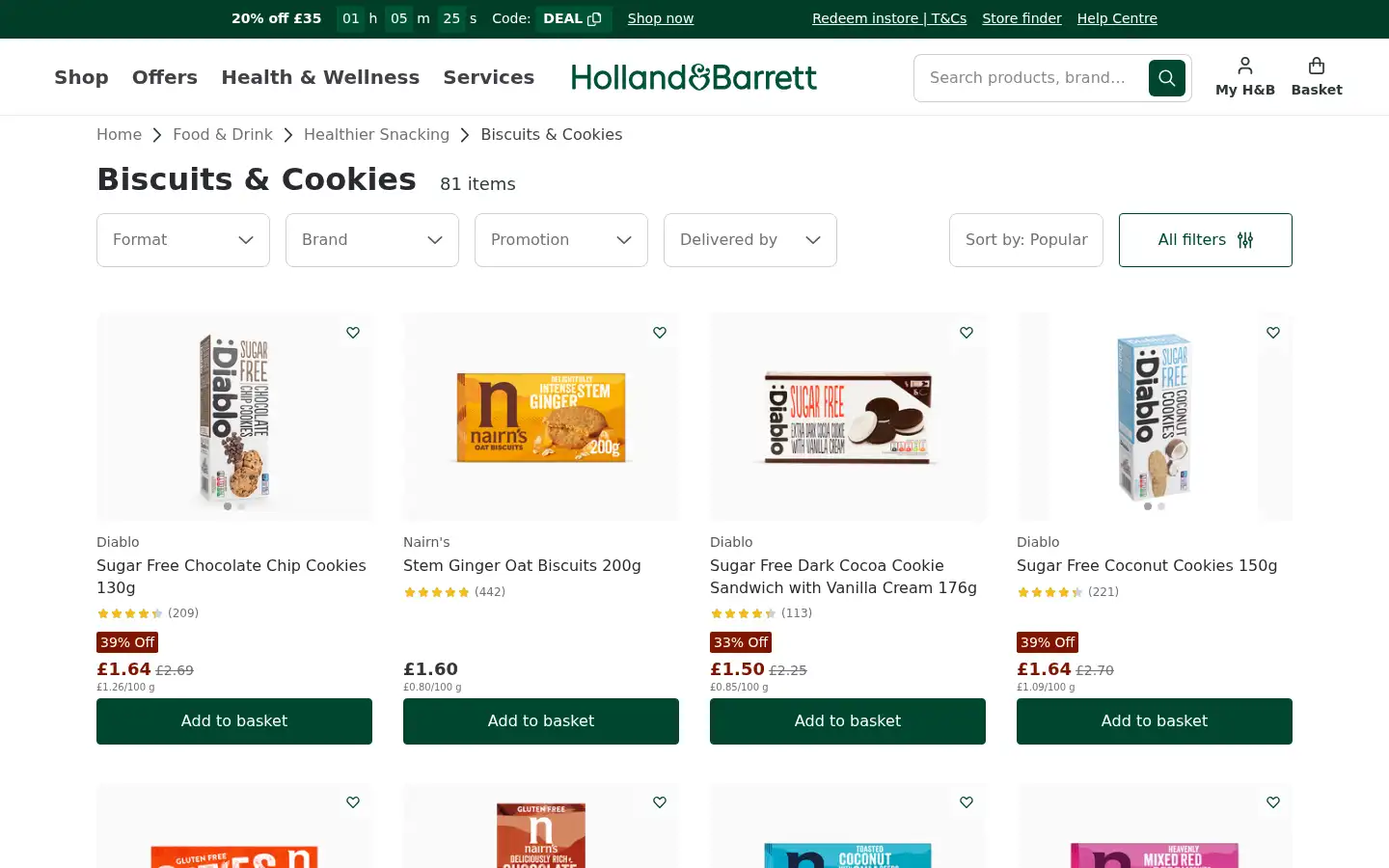 Screenshot of hollandandbarrett.com