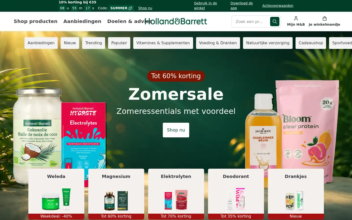 Screenshot of hollandandbarrett.nl