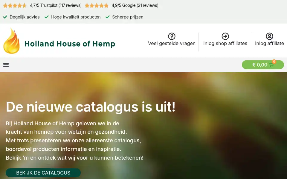 Screenshot of hollandhouseofhemp.com