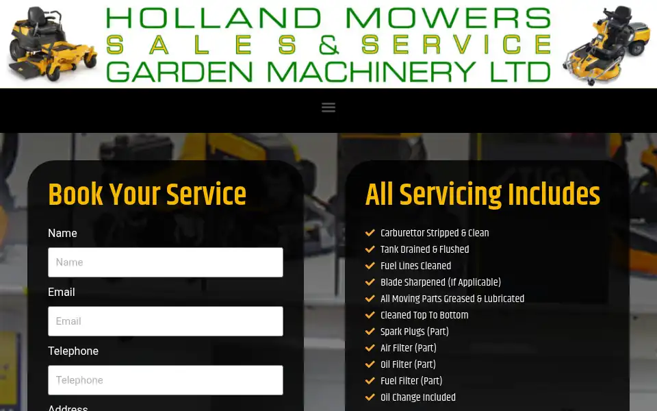 Screenshot of hollandmowers.co.uk