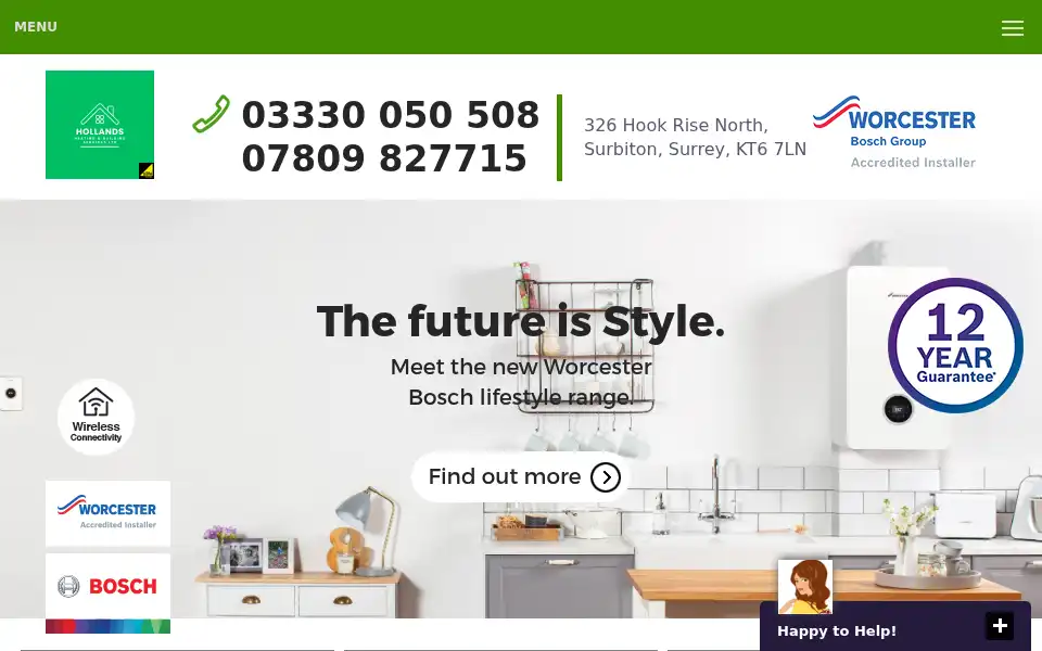 Screenshot of hollandsheatingandplumbing.co.uk