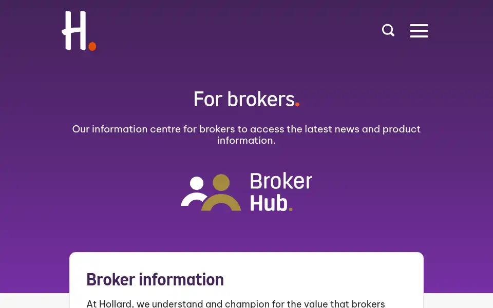 Screenshot of hollard.com.au