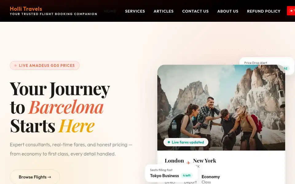 Screenshot of hollitravels.co.uk