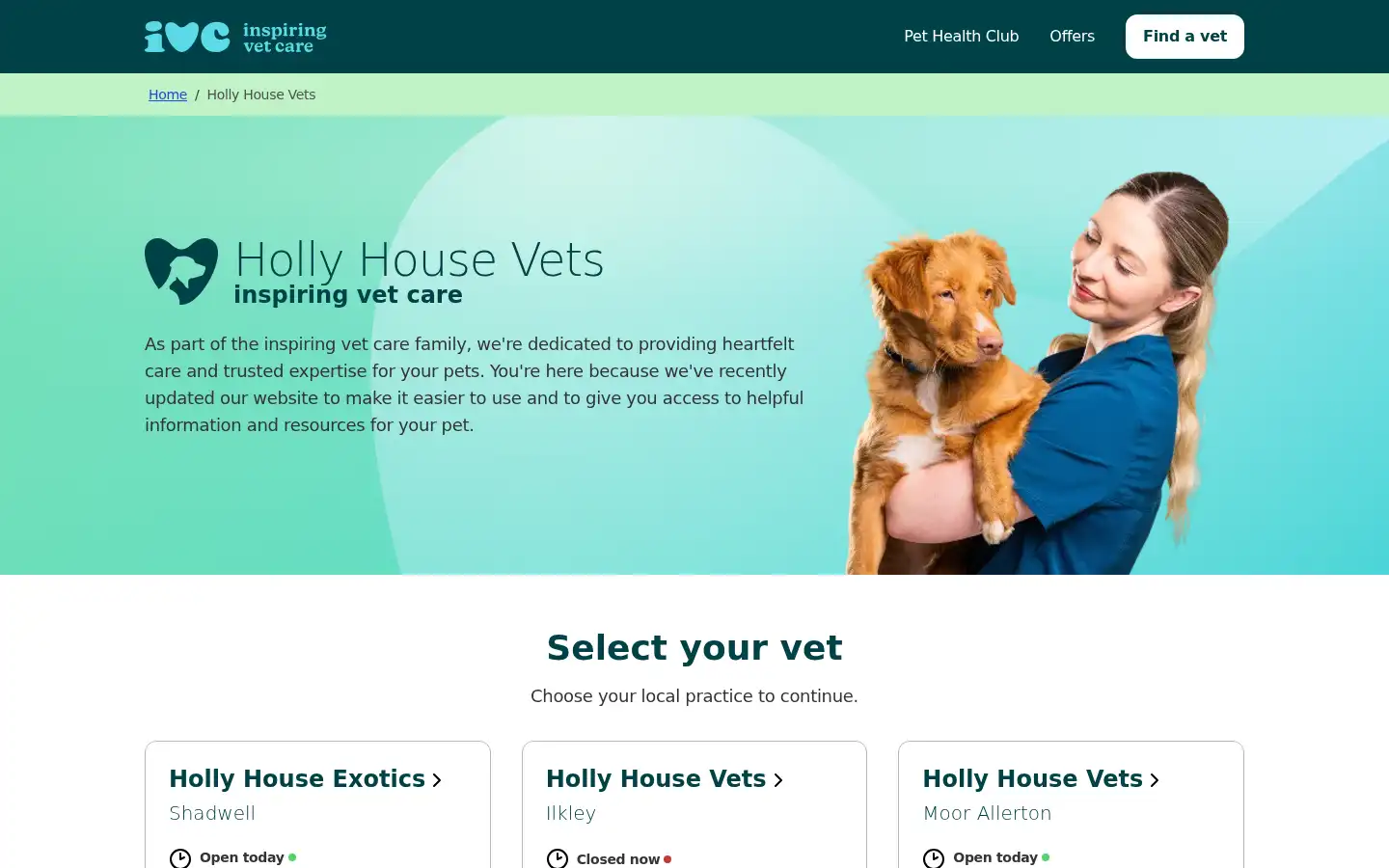 Screenshot of hollyhousevets.co.uk