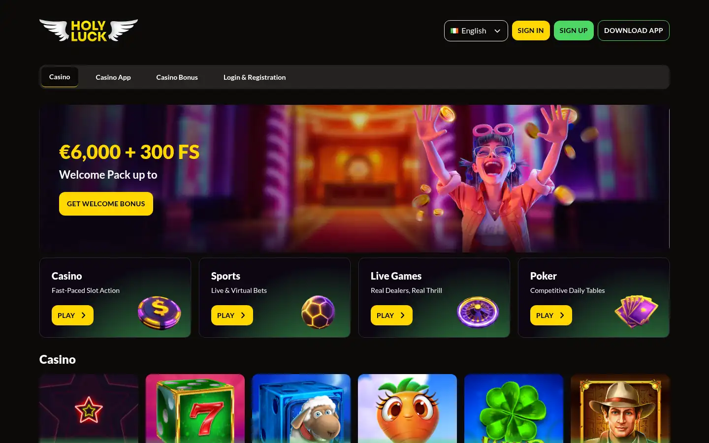 Screenshot of holyluck-ie.net