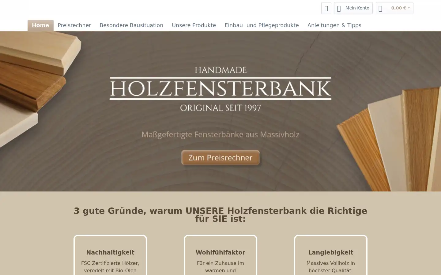 Screenshot of holzfensterbank.de