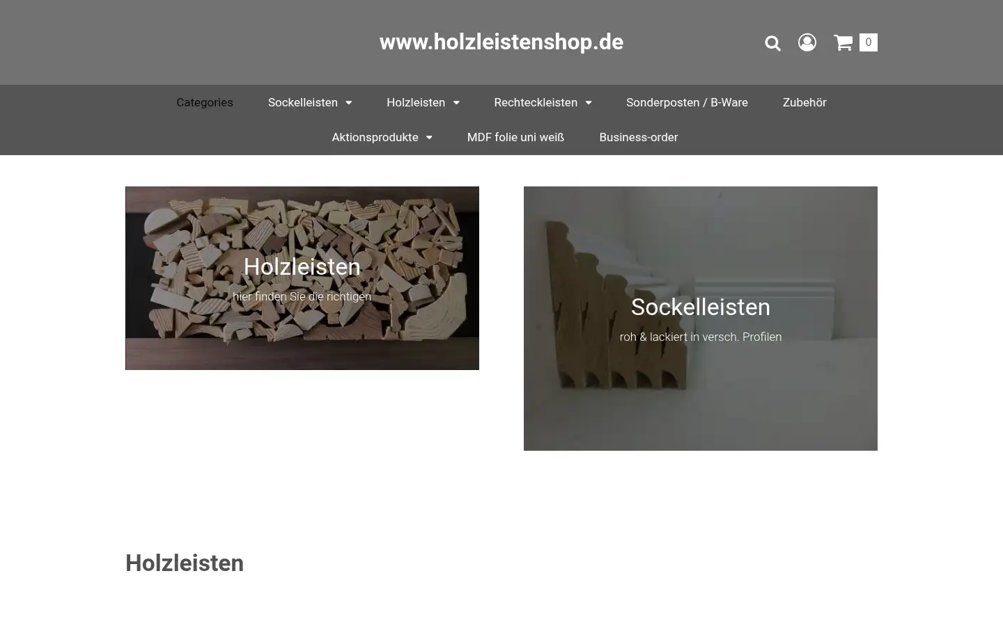 Screenshot of holzleistenshop.de