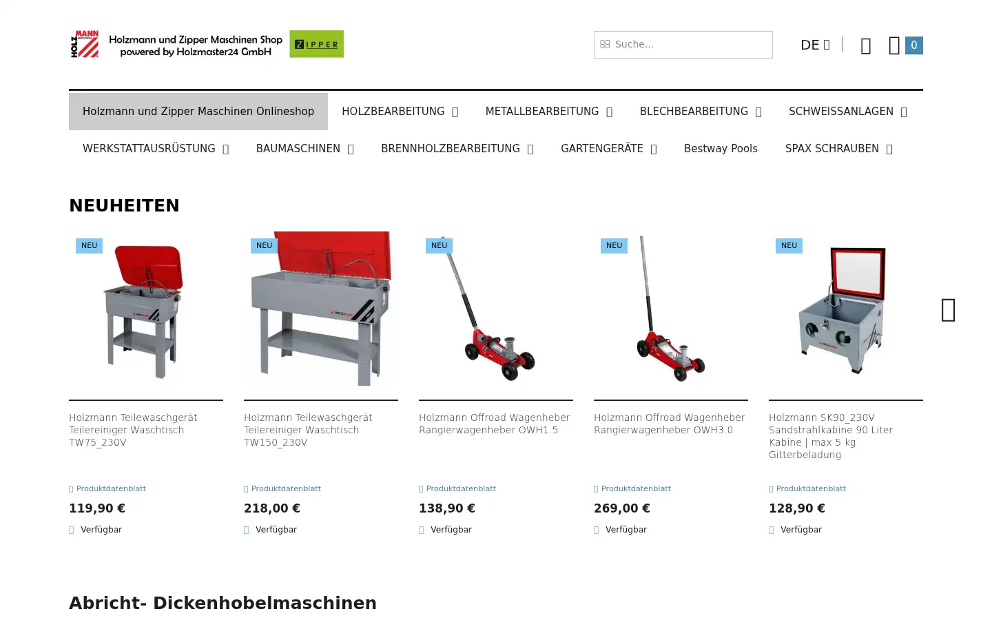 Screenshot of holzmannshop24.de