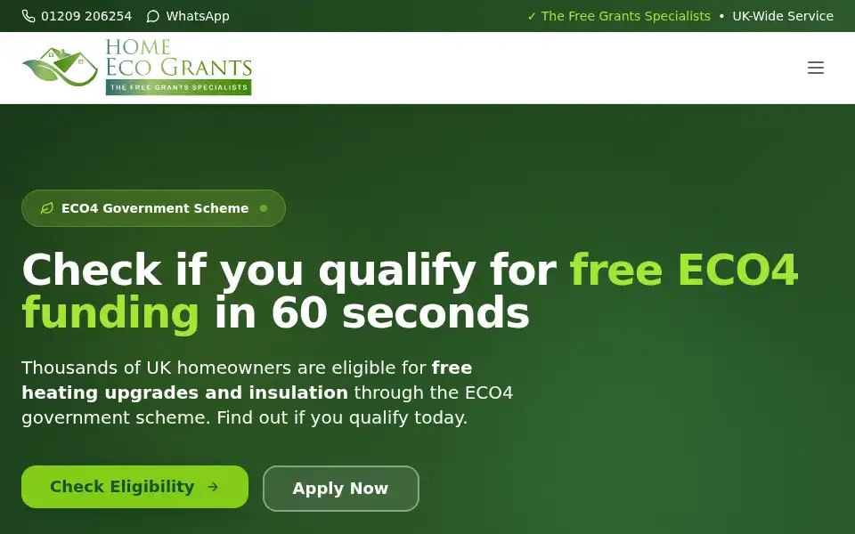 Screenshot of home-eco-grants.co.uk