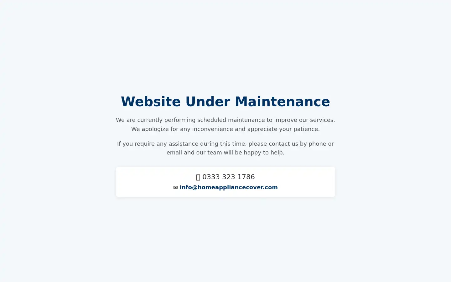 Screenshot of homeappliancecover.com