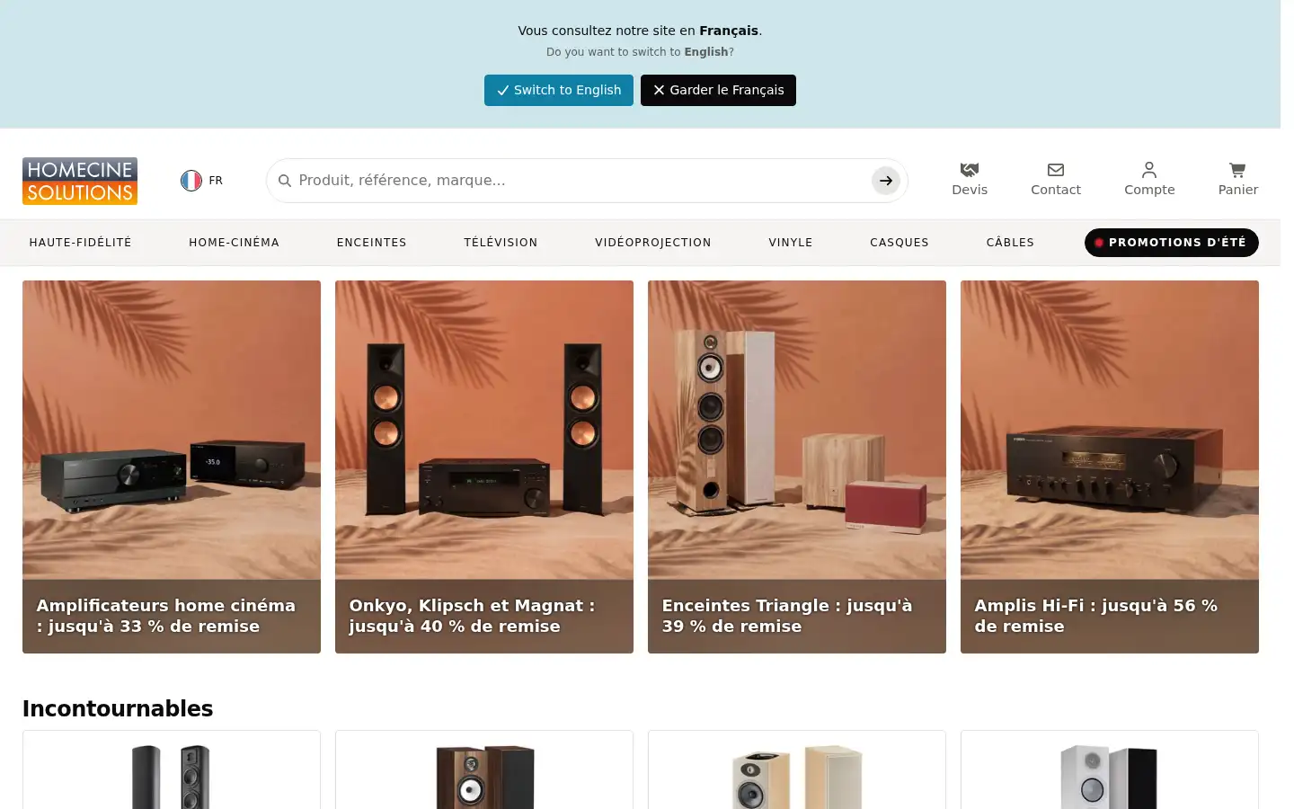 Screenshot of homecinesolutions.fr