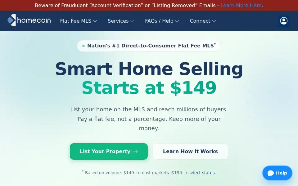 Screenshot of homecoin.com