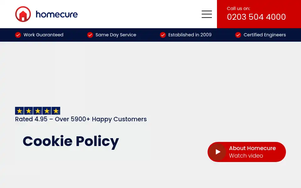 Screenshot of homecureplumbers.co.uk