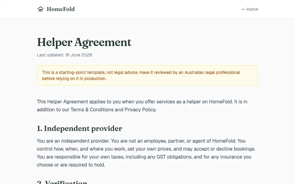 Screenshot of homefold.com.au