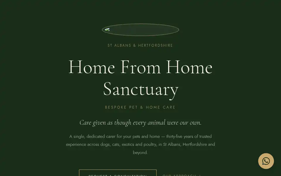 Screenshot of homefromhomesanctuary.co.uk