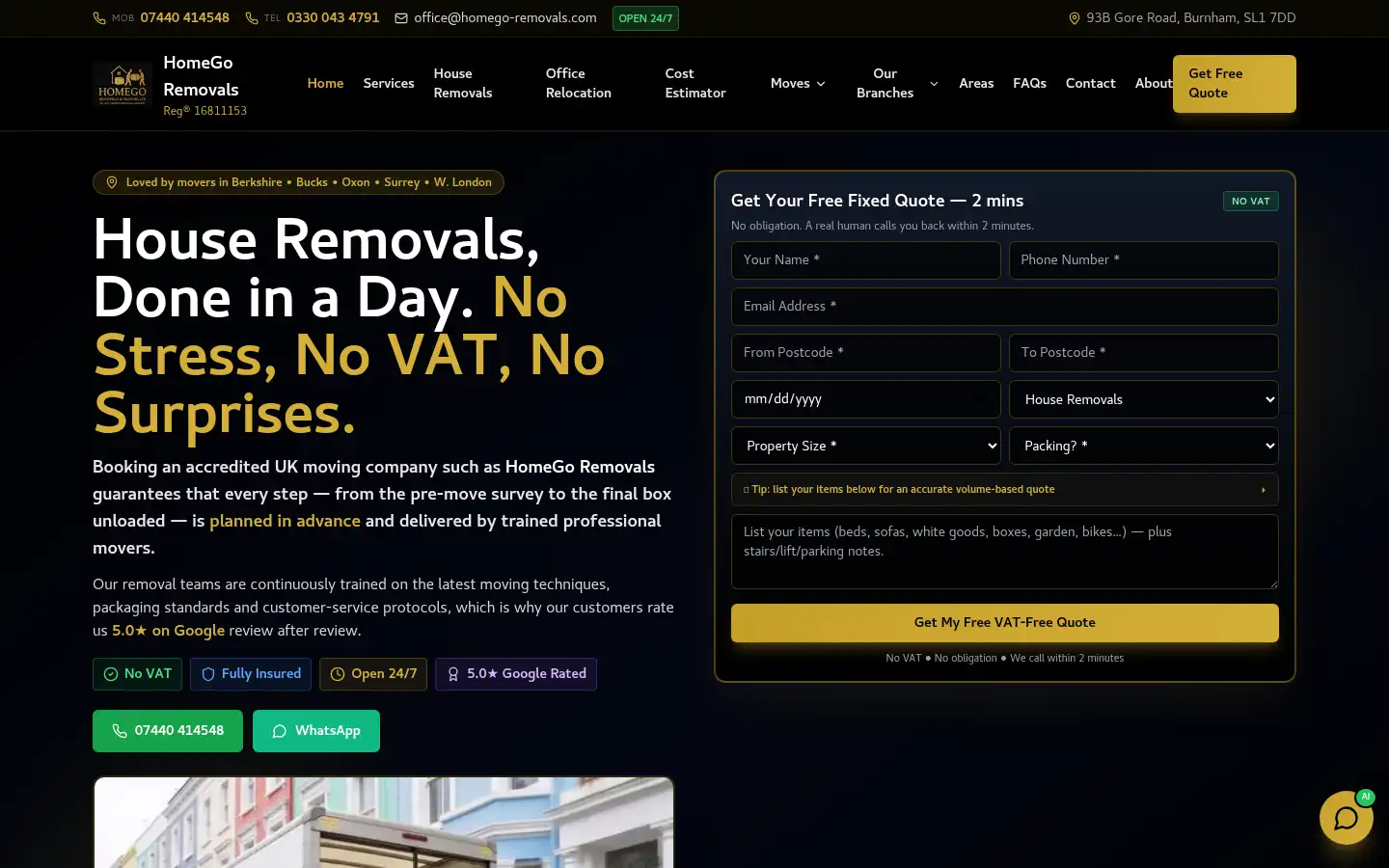 Screenshot of homego-removals.com