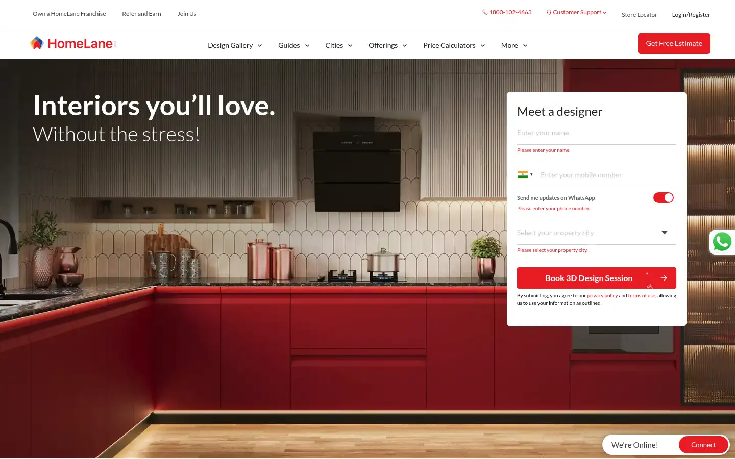 Screenshot of homelane.com