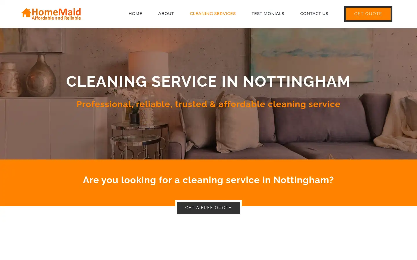 Screenshot of homemaidcleaning.co.uk