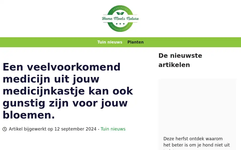 Screenshot of homemeetsnature.nl