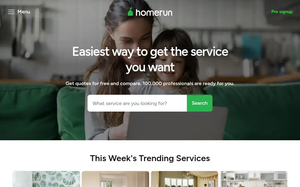 Screenshot of homerun.co.uk