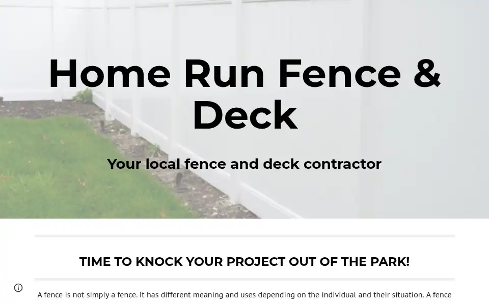Screenshot of homerunfencedeck.com