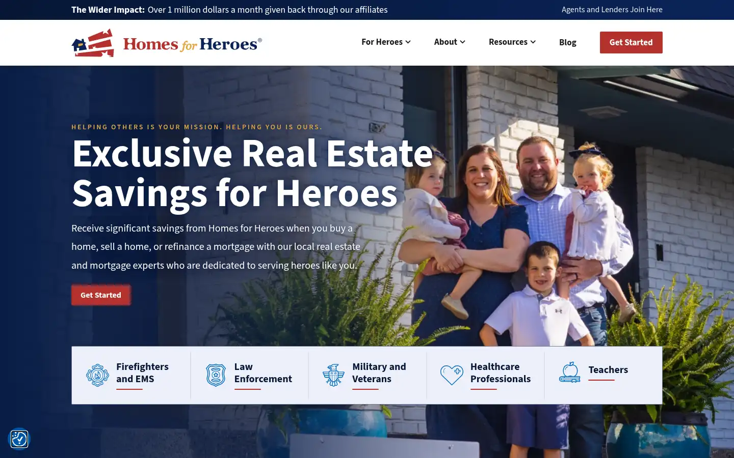 Screenshot of homesforheroes.com