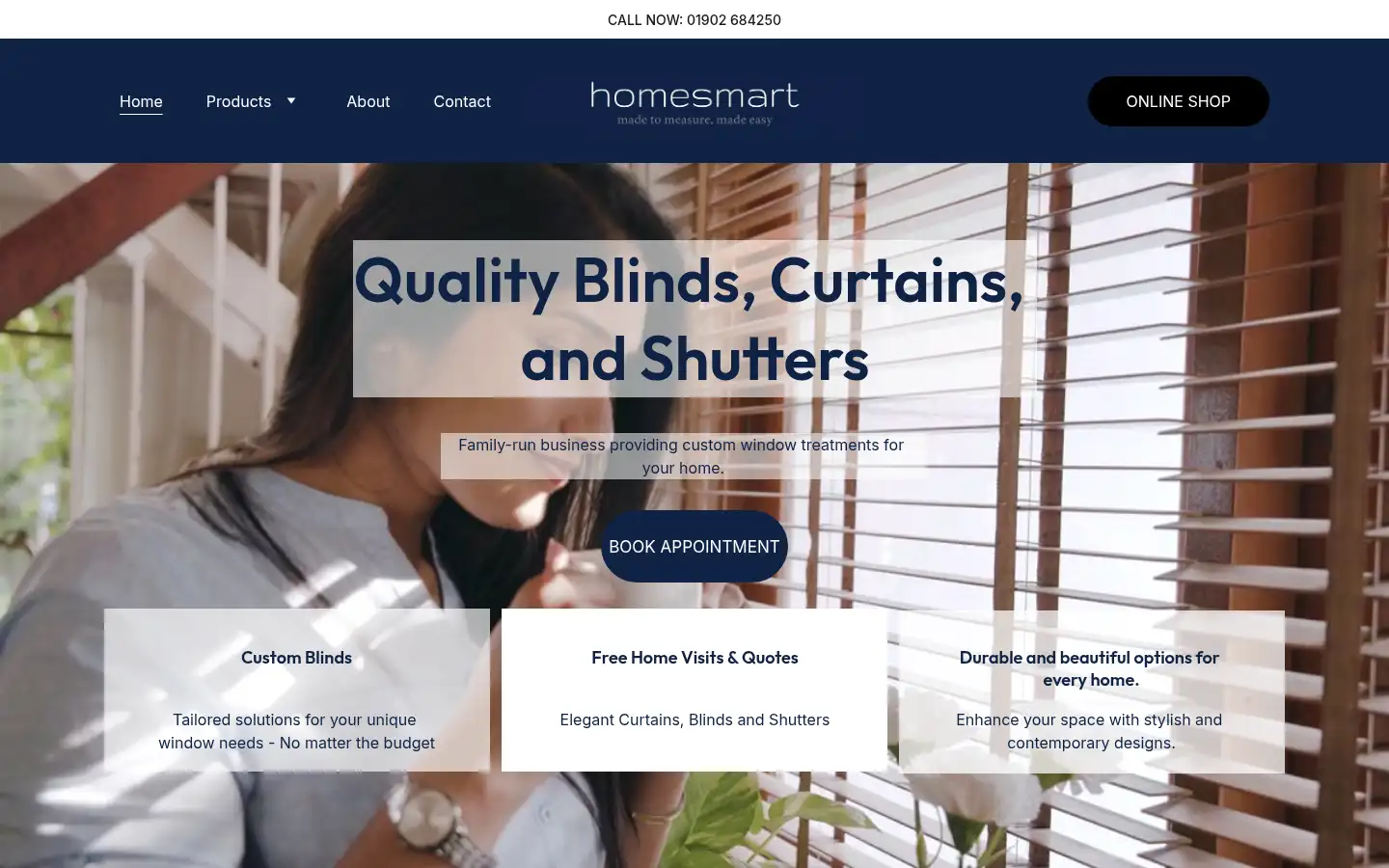 Screenshot of homesmartblinds.co.uk
