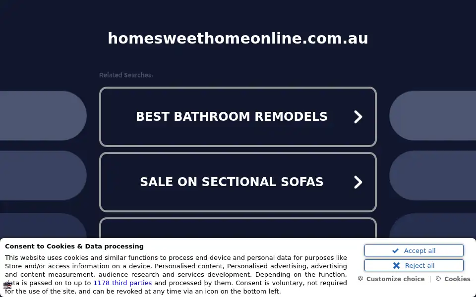 Screenshot of homesweethomeonline.com.au