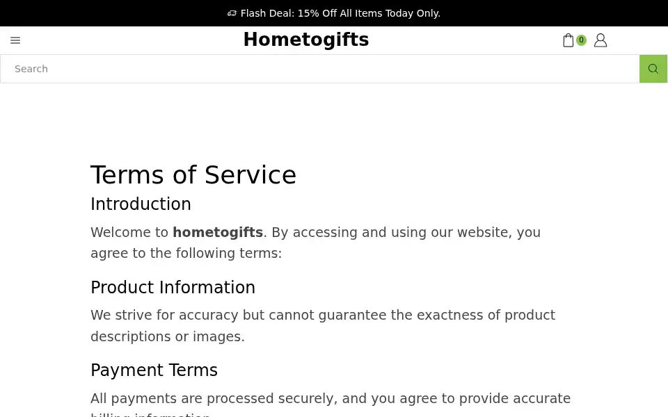 Screenshot of hometogifts.co.uk