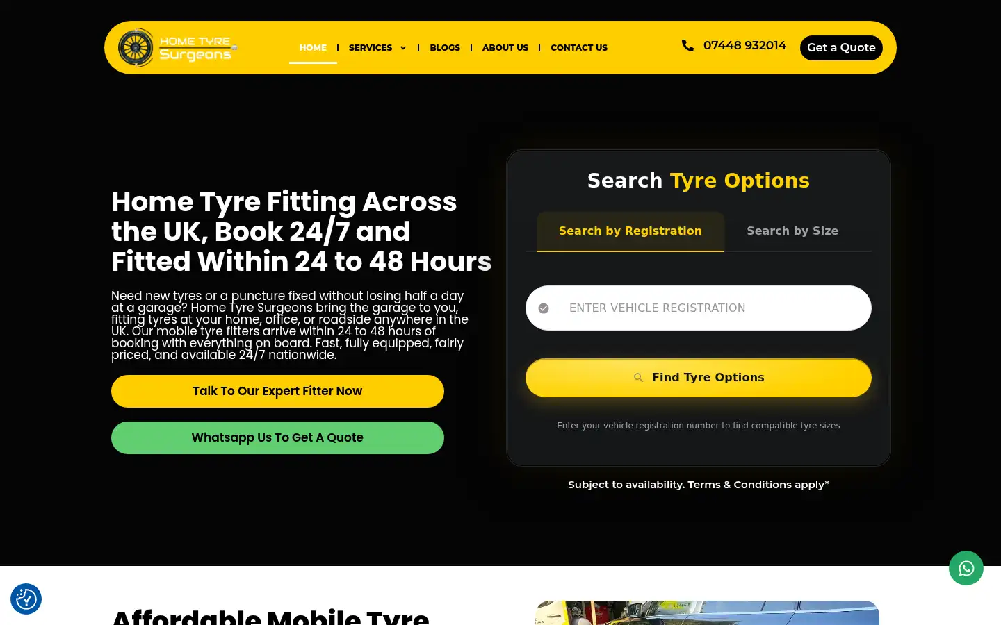Screenshot of hometyresurgeons.co.uk