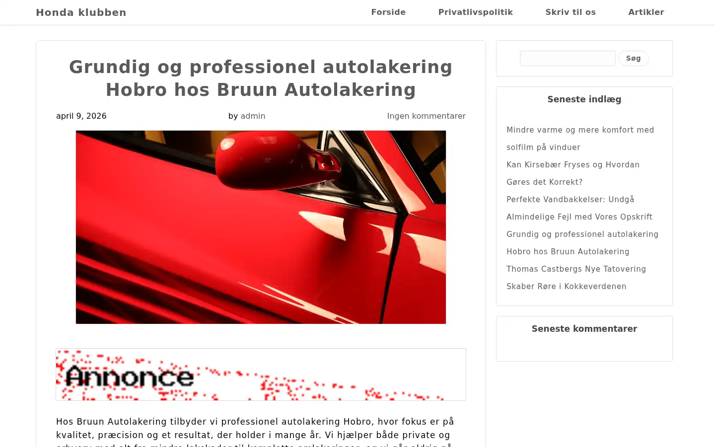 Screenshot of honda-klub.dk