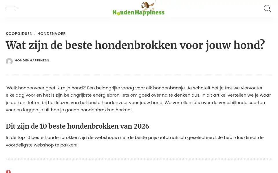 Screenshot of hondenhappiness.nl