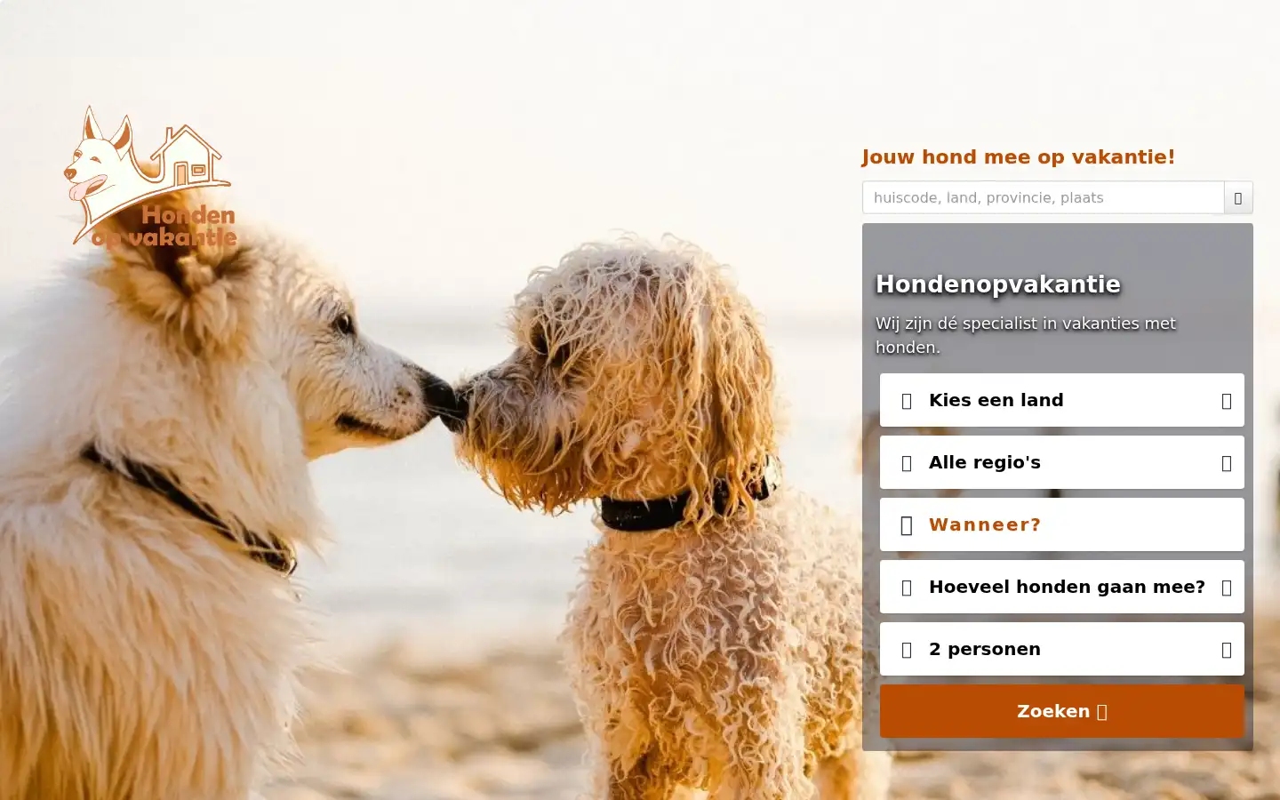 Screenshot of hondenopvakantie.nl