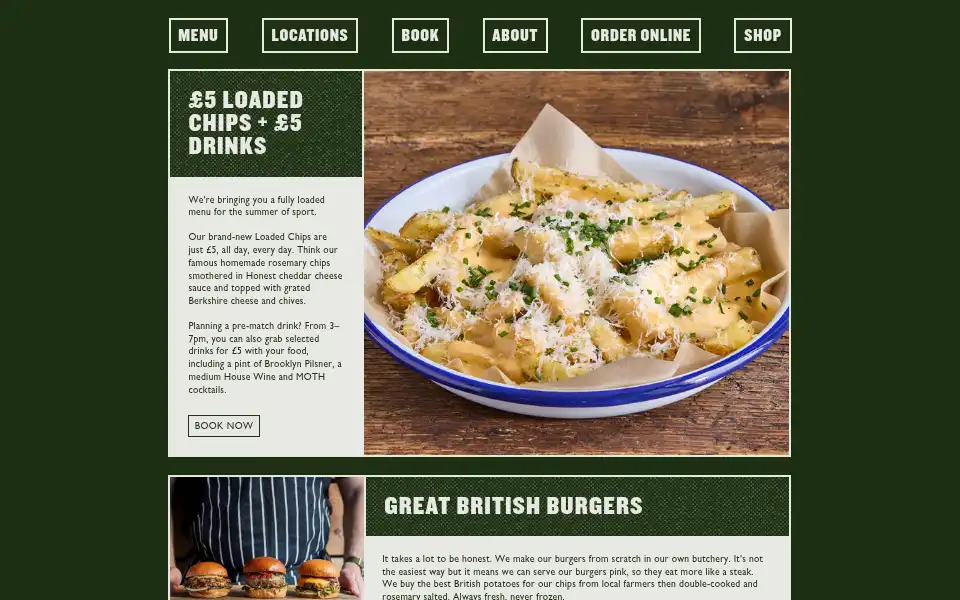 Screenshot of honestburgers.co.uk